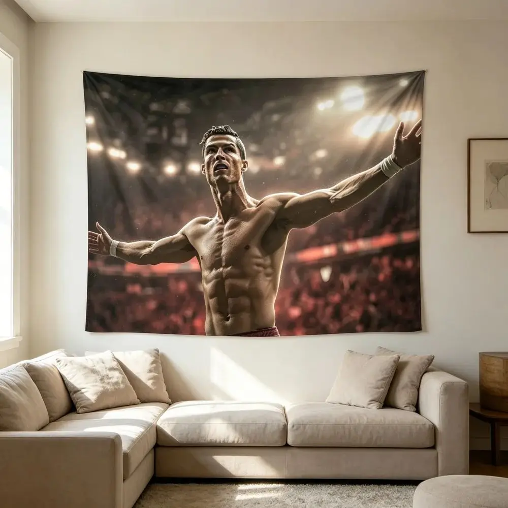Football Player Muscle Photos for Decoration on A Tapestry, Stadium Spotlight Wall Hanging Decoration