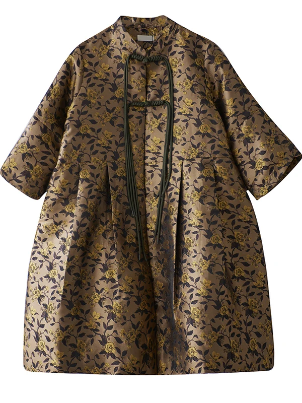 Chaqueta Larga Bordada Ele, Estilo Holgado, Doble Capa, Diseño Floral 3D, Primavera-Otoño, Estilo Nacional Chino