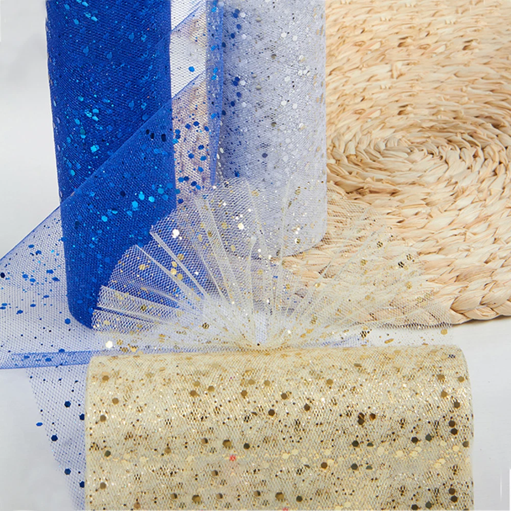 بريق تول النسيج لفة 6 بوصة 10 ياردة الترتر تألق الشريط بكرة المعاوضة لحفل الزفاف توتو تنورة هدية التفاف ديكور الحفلات