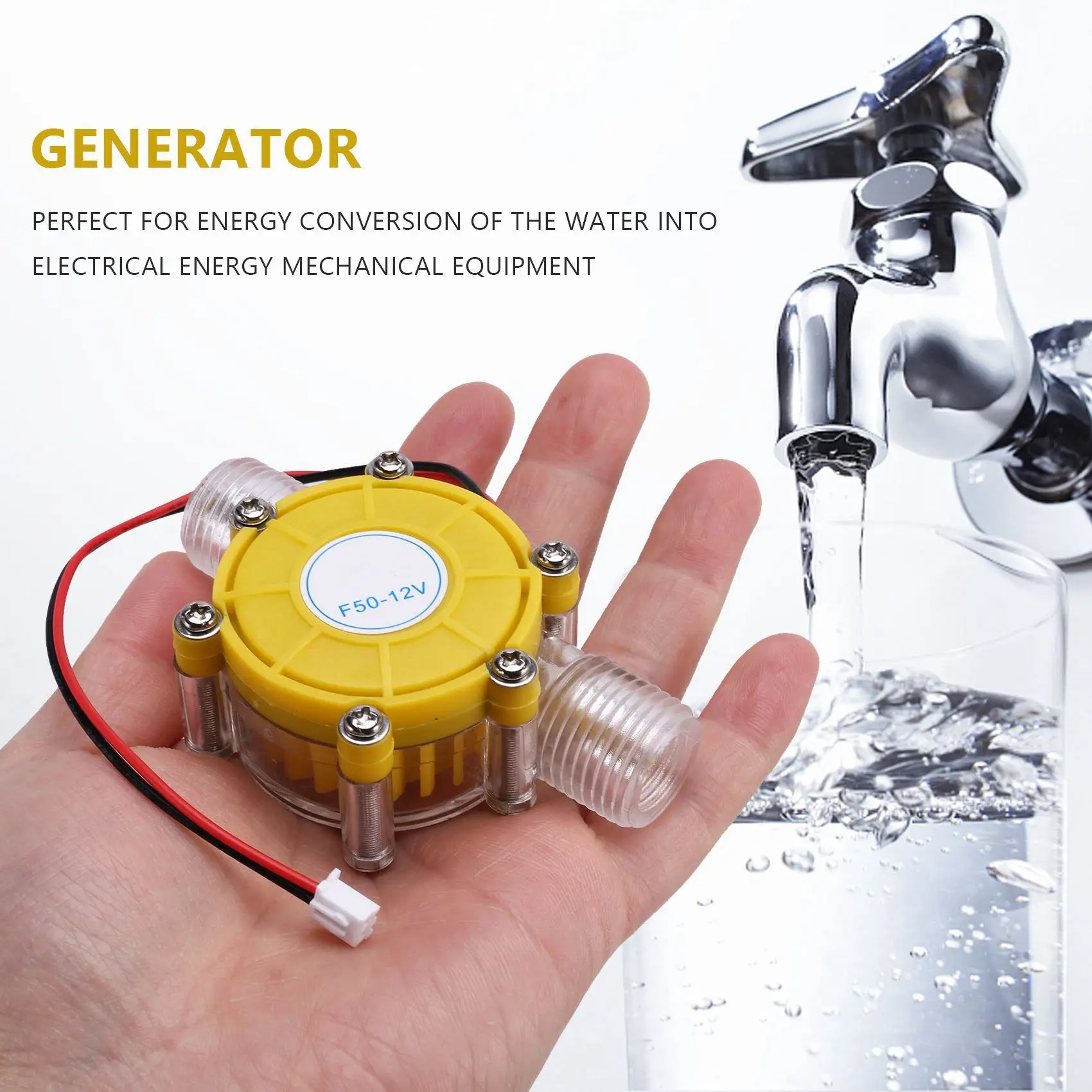 ABVJ-10W Water Flow Pump Mini Hydro Generator Turbine Flow Hydraulic Conversion