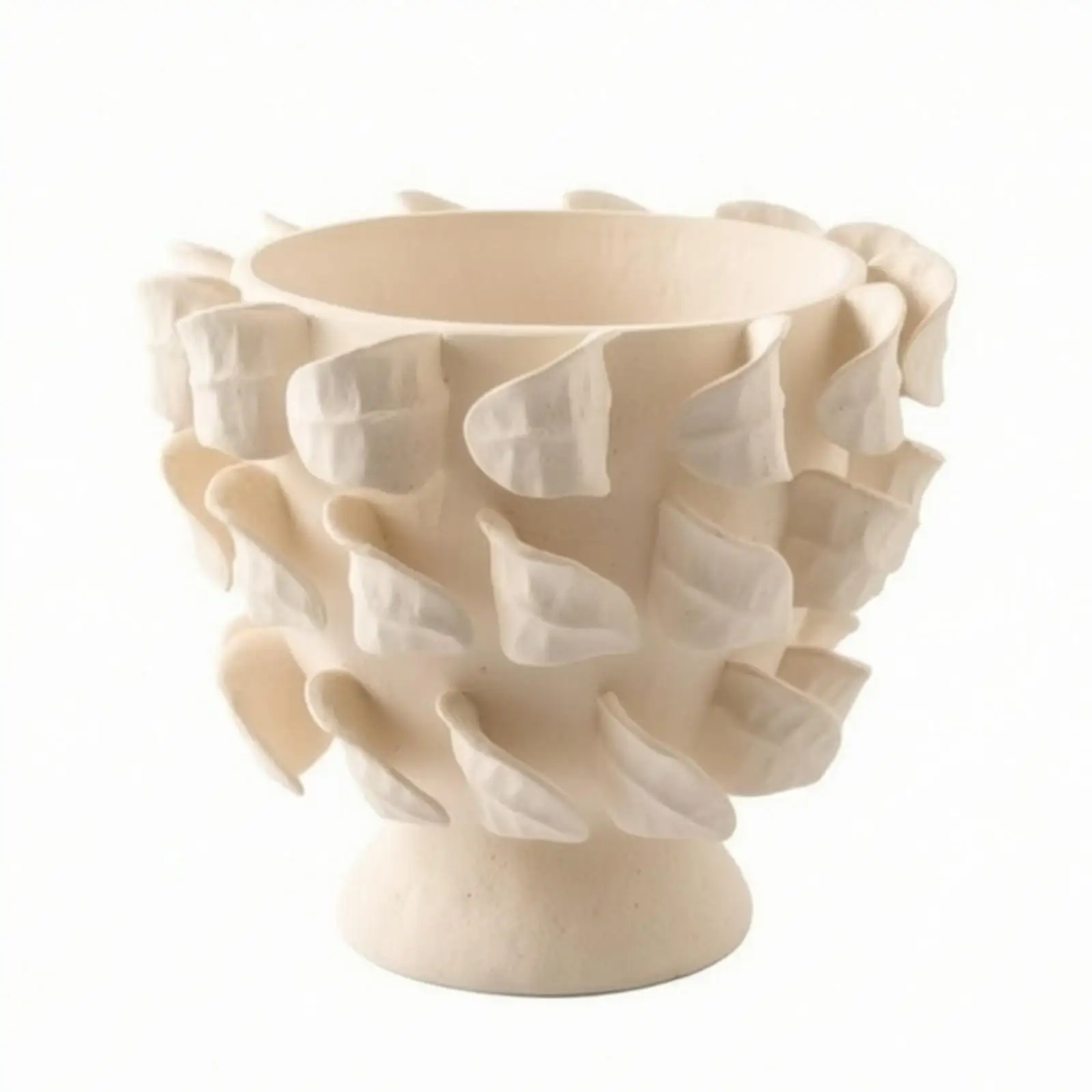 Vase with Petal Relief Handmade Ceramic Flower Vase Contemporary