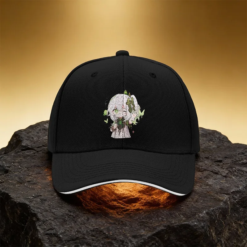 White Hair Green Butterfly Cute Girl Avatar Hat, Unisex Printed Baseball Cap Sandwich Brim Duckbill Cap Sports Hat, Suit