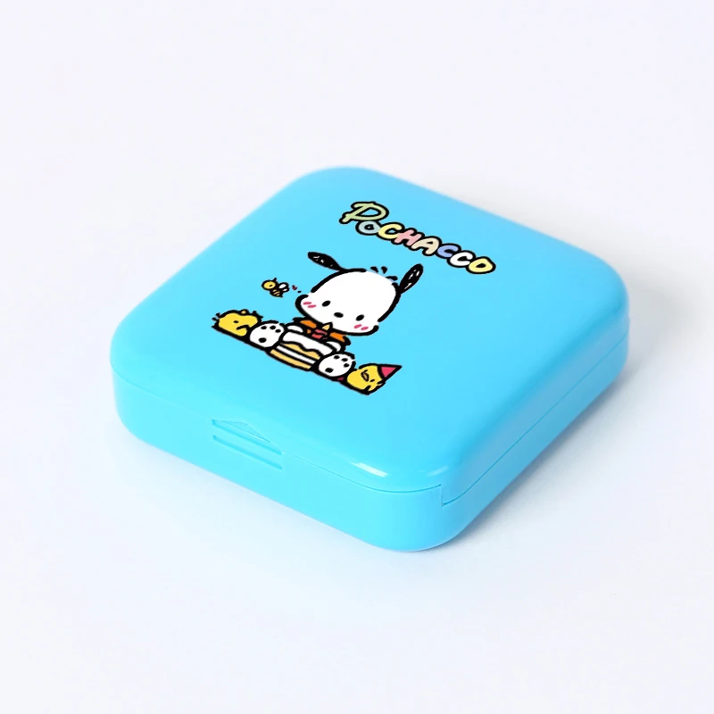 Kawaii Sanrios Hello Kitty Mini Push-pull Pill Box Outdoor Travel Kuromi Cinnamoroll Pochacco My Melody Medicines Organizer Case