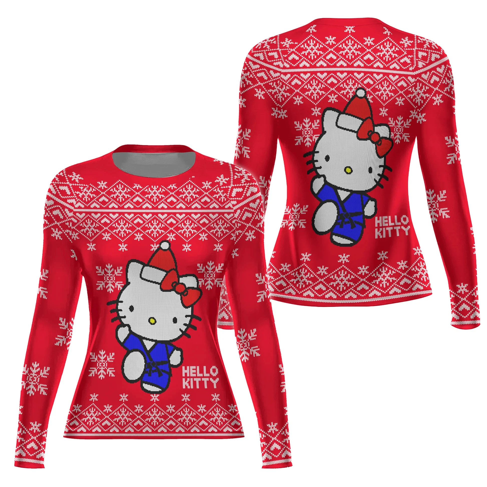 

Hello Kitty Jiu-Jitsu Рождество для мужчин, женщин и детей можно носить базовую одежду с короткими рукавами и длинными рукавами для борьбы с фитнесом, быстросохнущую одежду