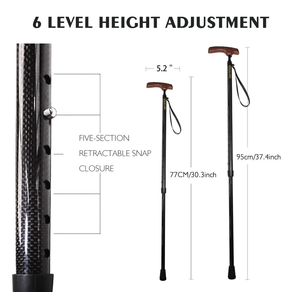 2024 Hot Sale Ouderen Stick Verstelbare Telescopische Riet Koolstofvezel Twee Krukken