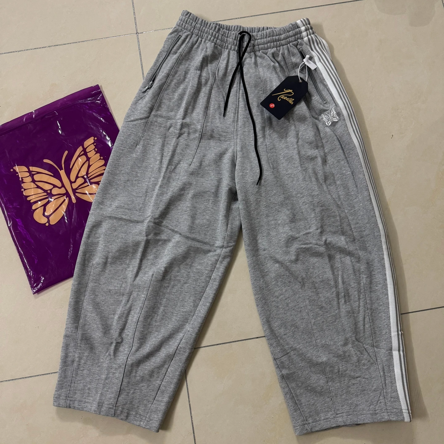 

Embroidery Cotton Casual Pants Straight Leg Loose Fit Spor Sle Wide Leg Trousers with Rope Waisand