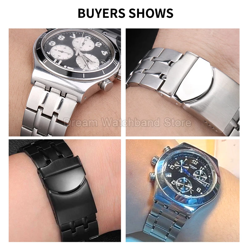 Bracelet de montre en acier de qualité supérieure, Style classique, Interface originale à trois broches, étanche et antirouille pour Bracelet série Swatch 19 21mm