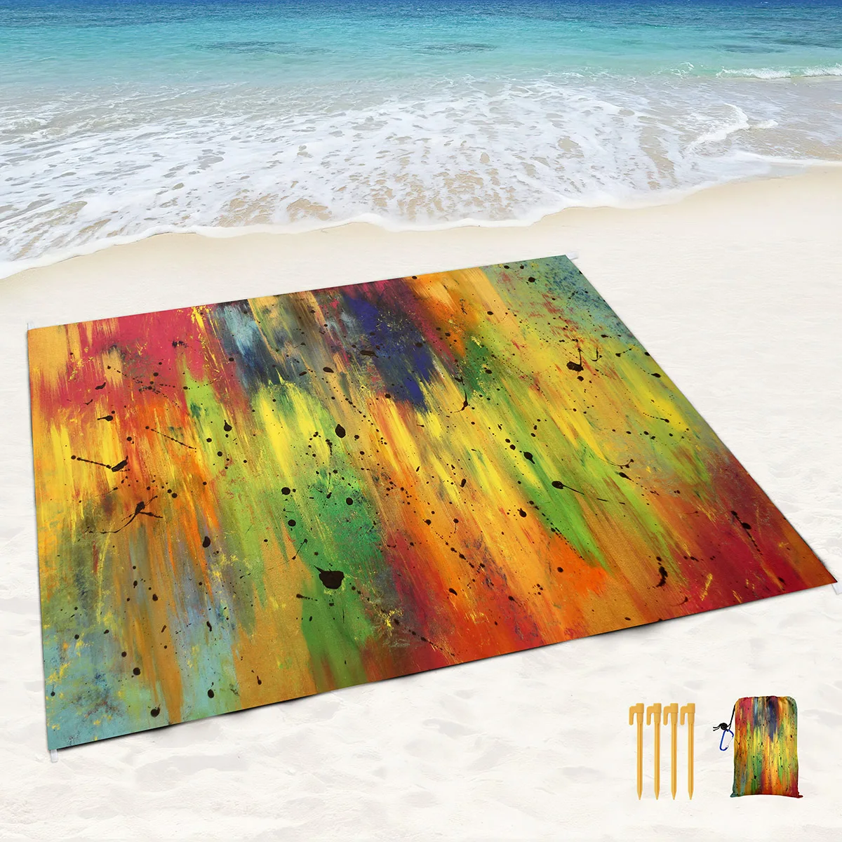 Chinese Ink Painting Beach Blankets Sandproof Waterproof Beach Mat,Portable Quick Drying Soft Picnic Blankets for Beach,Camping