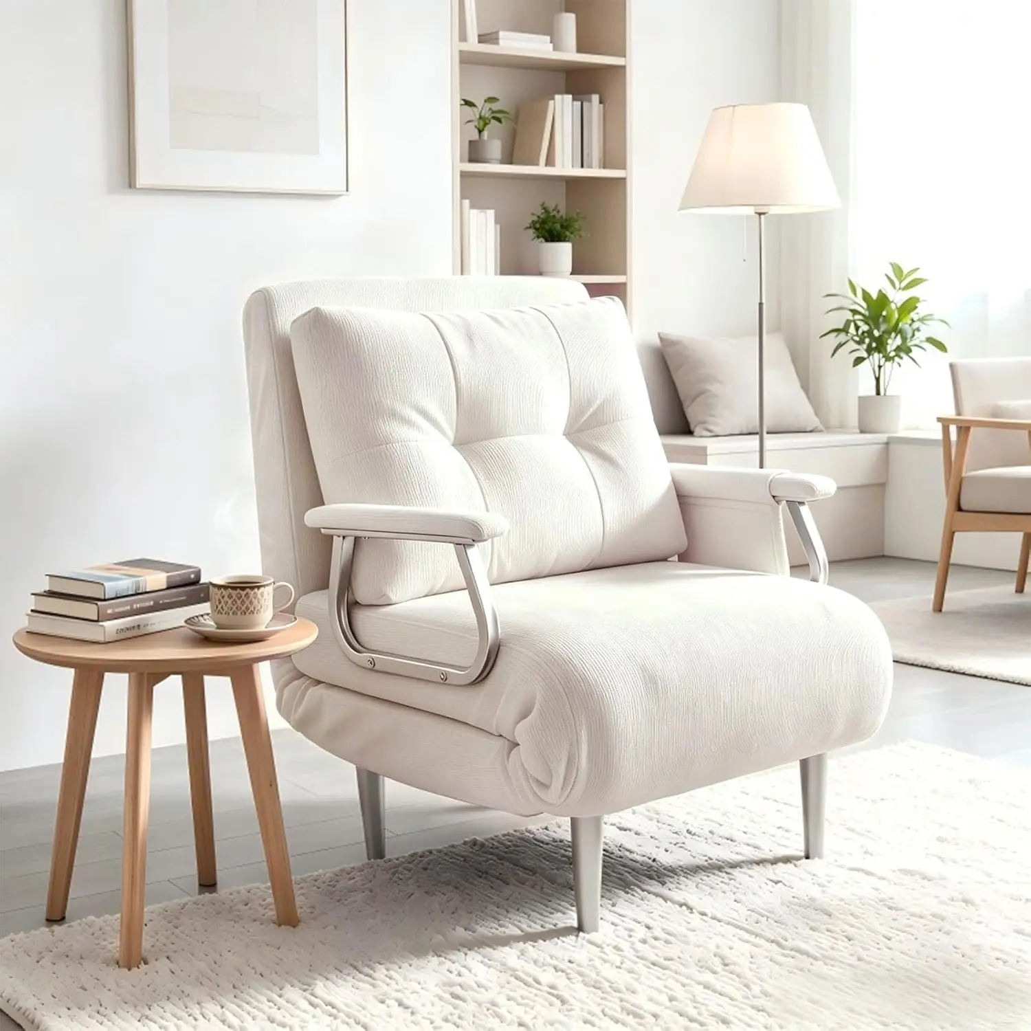 Futon Sofa Bed, 5 Position Folding Jasiway Sleeper Chair-White, Customized