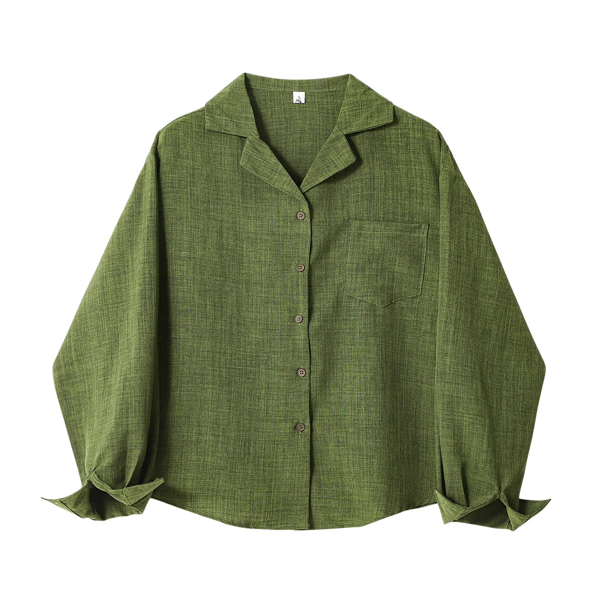 

American Style Retro Dark Green Lapel Long Sleeved Shirt Fashionable Versatile Loose Shirt Spring Autumn Women's Shirt Top