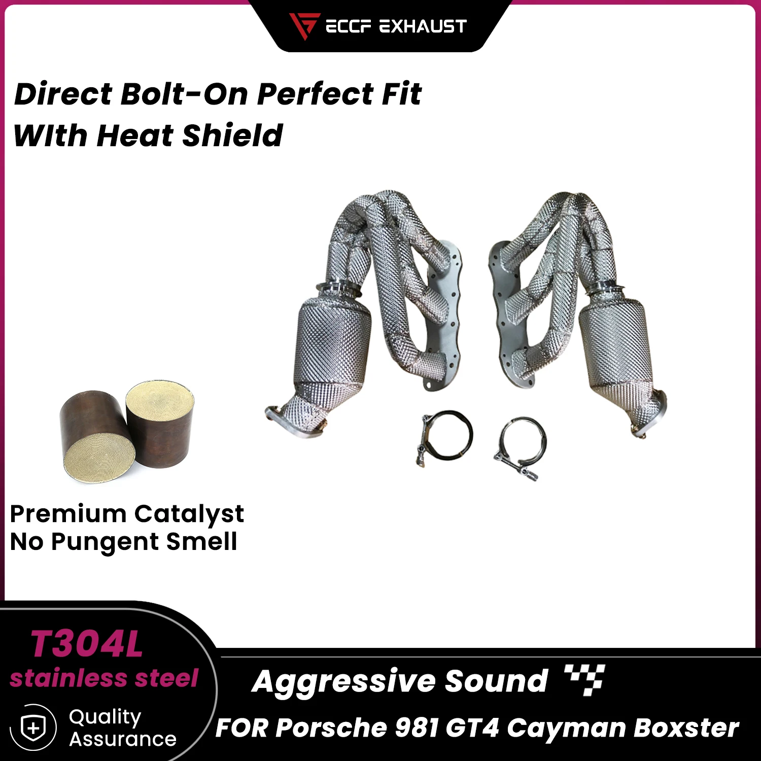 

Sporty Downpipe With Heat Shield For Porsche 981 GT4 Cayman Boxster Aggressive Exhaust Sound High Flow Performance Upgrade