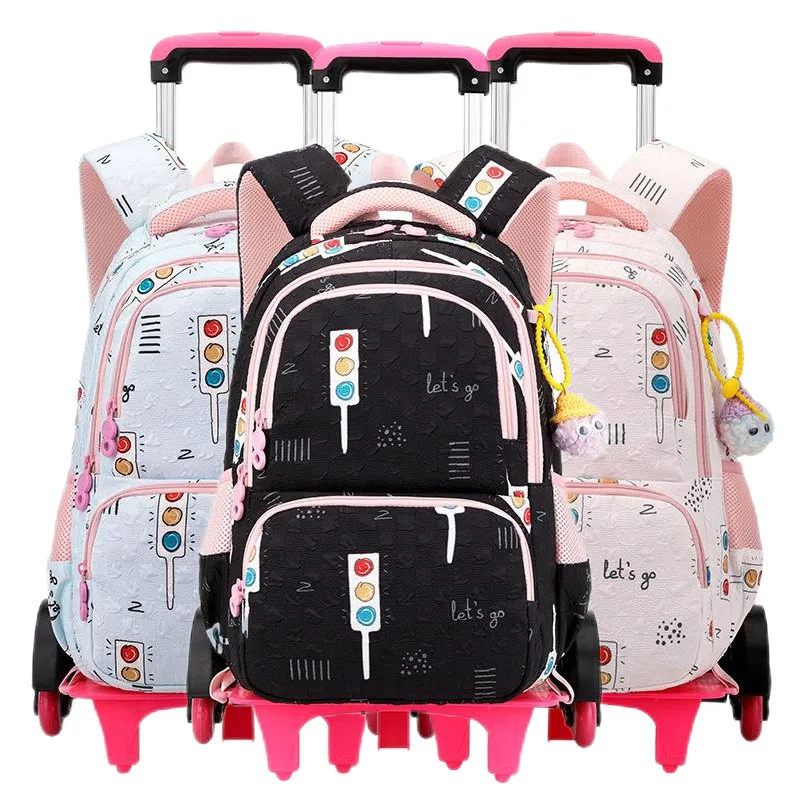 Nuevas Mochilas escolares ligeras con ruedas para niñas, mochila de gran capacidad, mochila para estudiantes de escuela, mochila para volver a la escuela