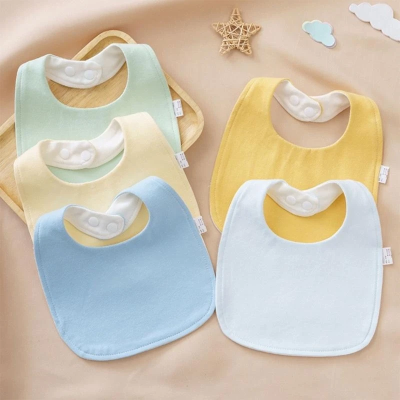 J15U 5 قطع/مجموعة مرايل للأطفال سهلة التنظيف مرايل لحديثي الولادة مرايل للتسنين من القطن للجنسين #1