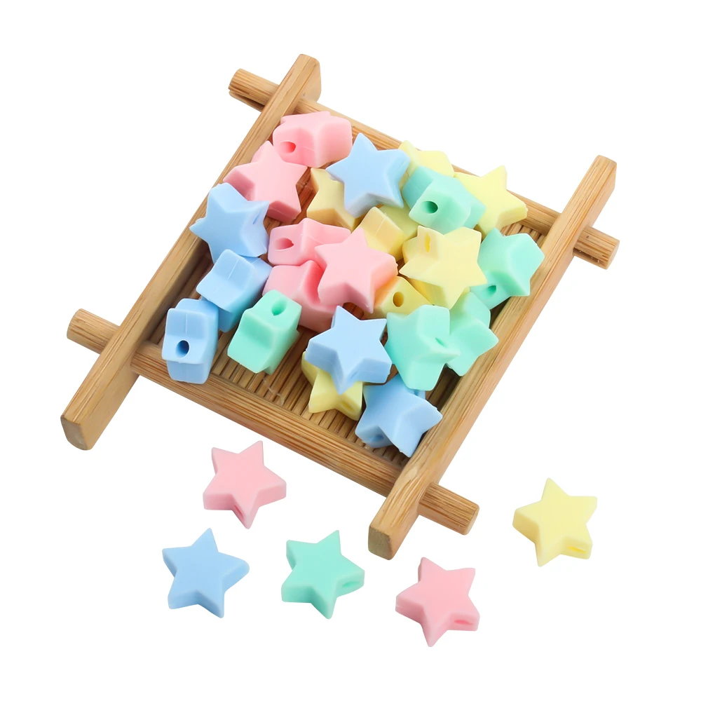 10pcs Mini Star Silicone Beads Colourful Focal Loose Beads For Jewelry Necklace Bracelets Keychain Making DIY Accessories