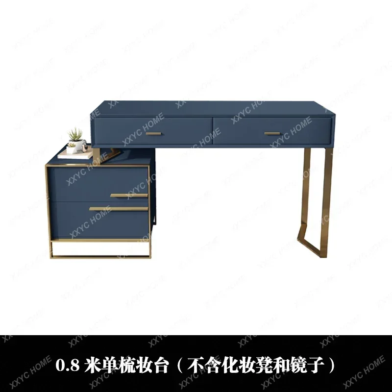 AALight Luxury Leather Art All-solid Wood Dresser Retractable Multi-functional Storage Cosmetic Cabinet With Light