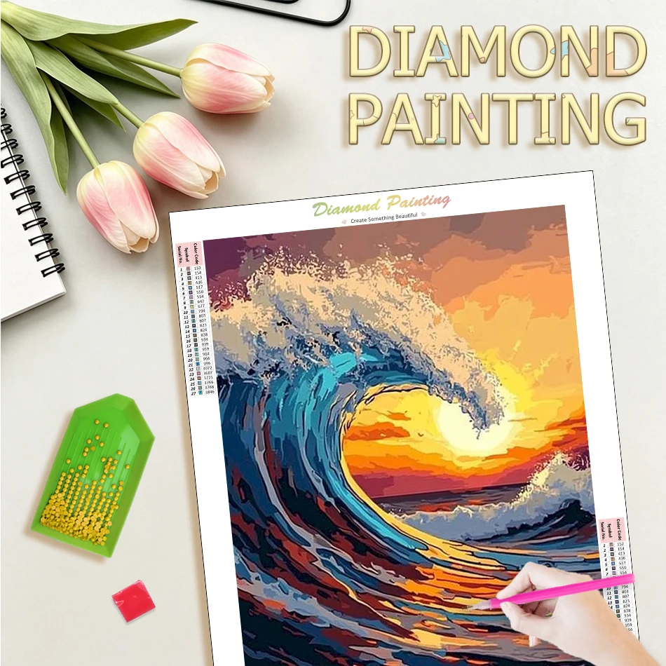 

Diamond Painting Arts And Crafts Diamond Embroidery Sea Waves Full Round/Square Craft Supplies Handiwork Art Decorative Painting