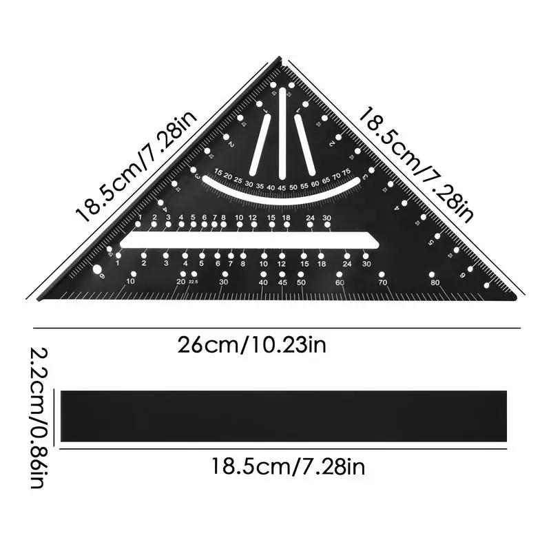 Outil de mesure de menuiserie en métal, règle de travail de calcul, règle de charpentier en aluminium, encadrement de menuiserie en métal, allumer iste de 7 pouces