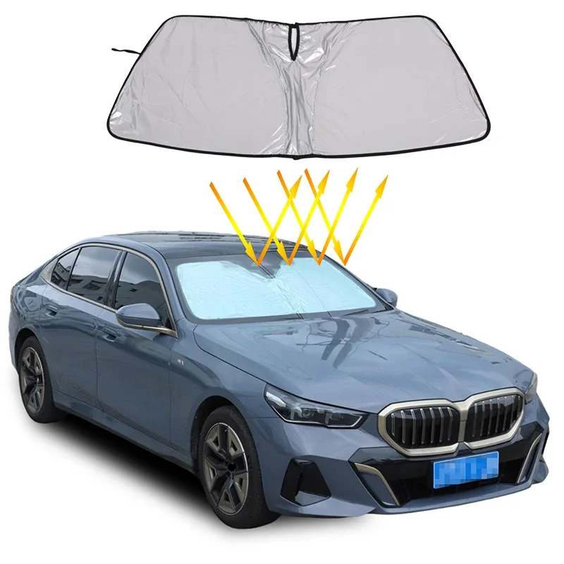 

For BMW 5 Series G60 2024 Silver Tape Car Styling Car Front Windshield Anti-UV Sun Shade Car Protection Accessories