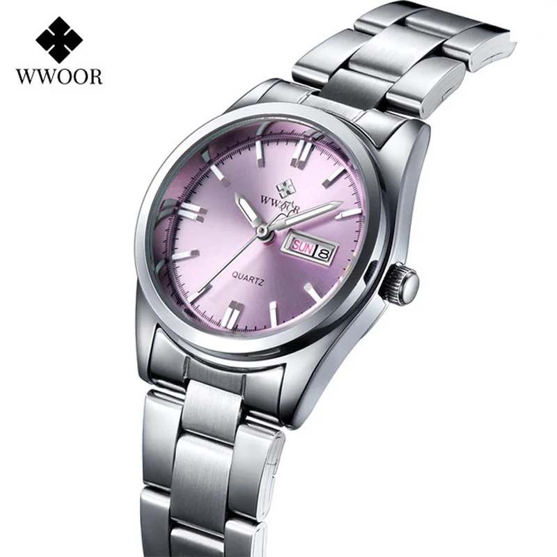 Fashion Wwoor Top Brand Ladies Full Steel Waterproof Quartz Silver Women Automatic Date Dress Watch Reloj Mujer Montre Femme