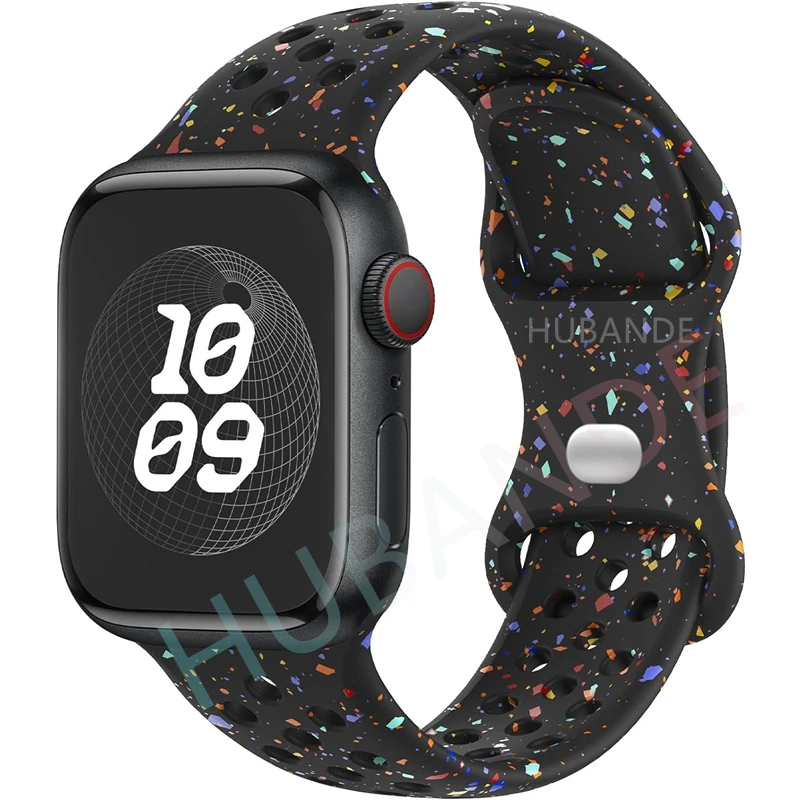 Sportarmband für Apple Watch Band 44 mm 45 mm 46 mm 49 mm/38 mm 40 41 mm Farbige Partikel Gummiband IWatch Ultra 11 10 9 8 7 6 5 SE