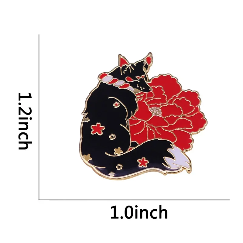 Japanese styles Inari fox Messenger of god Enamel Pin Brooch Accessories Fantasy Animal Jewelry