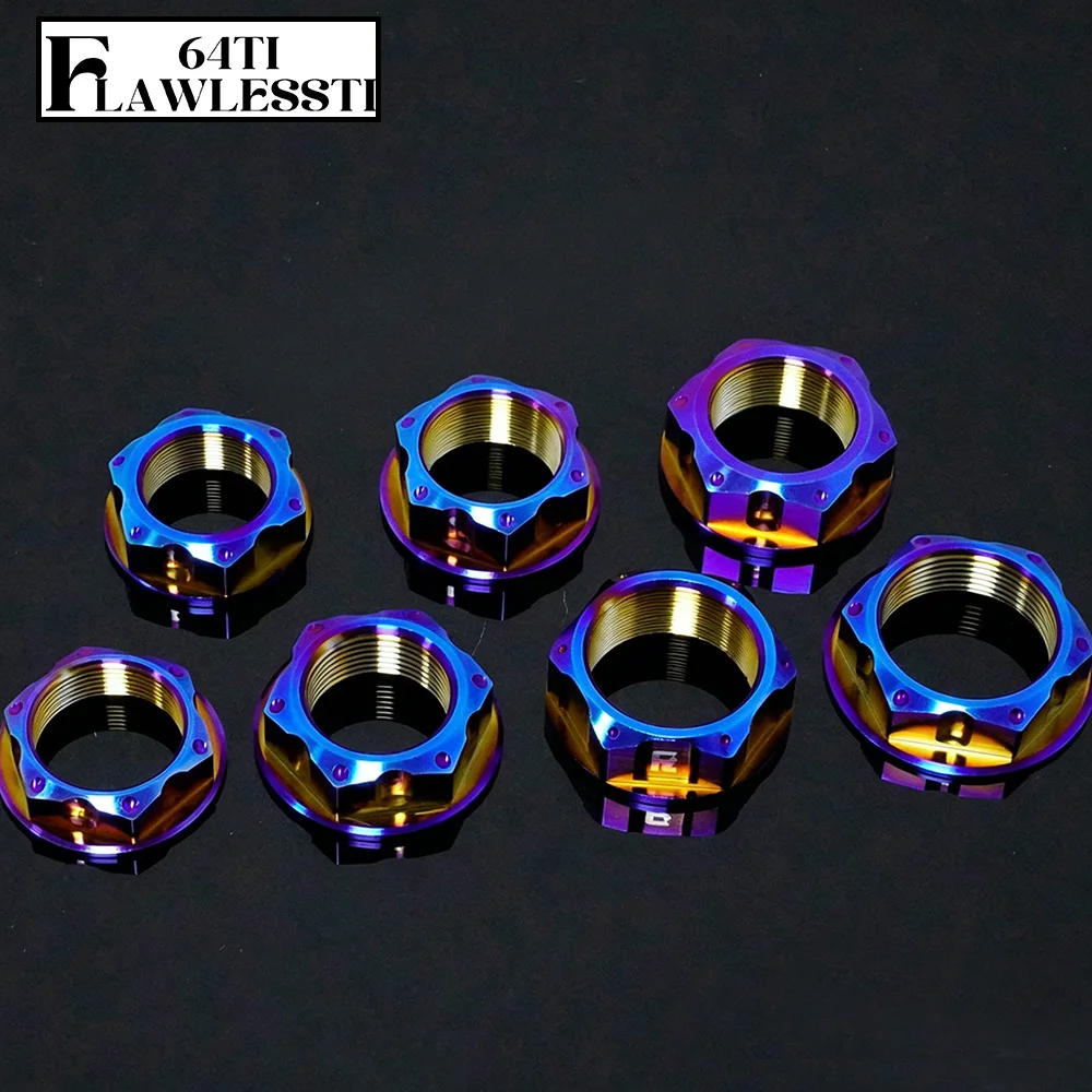 FLAWLESSTI M22 M24 M25 M30 Gr5 Titanium Steering Stem Nut  Yoke Nut For Kawasaki BMW