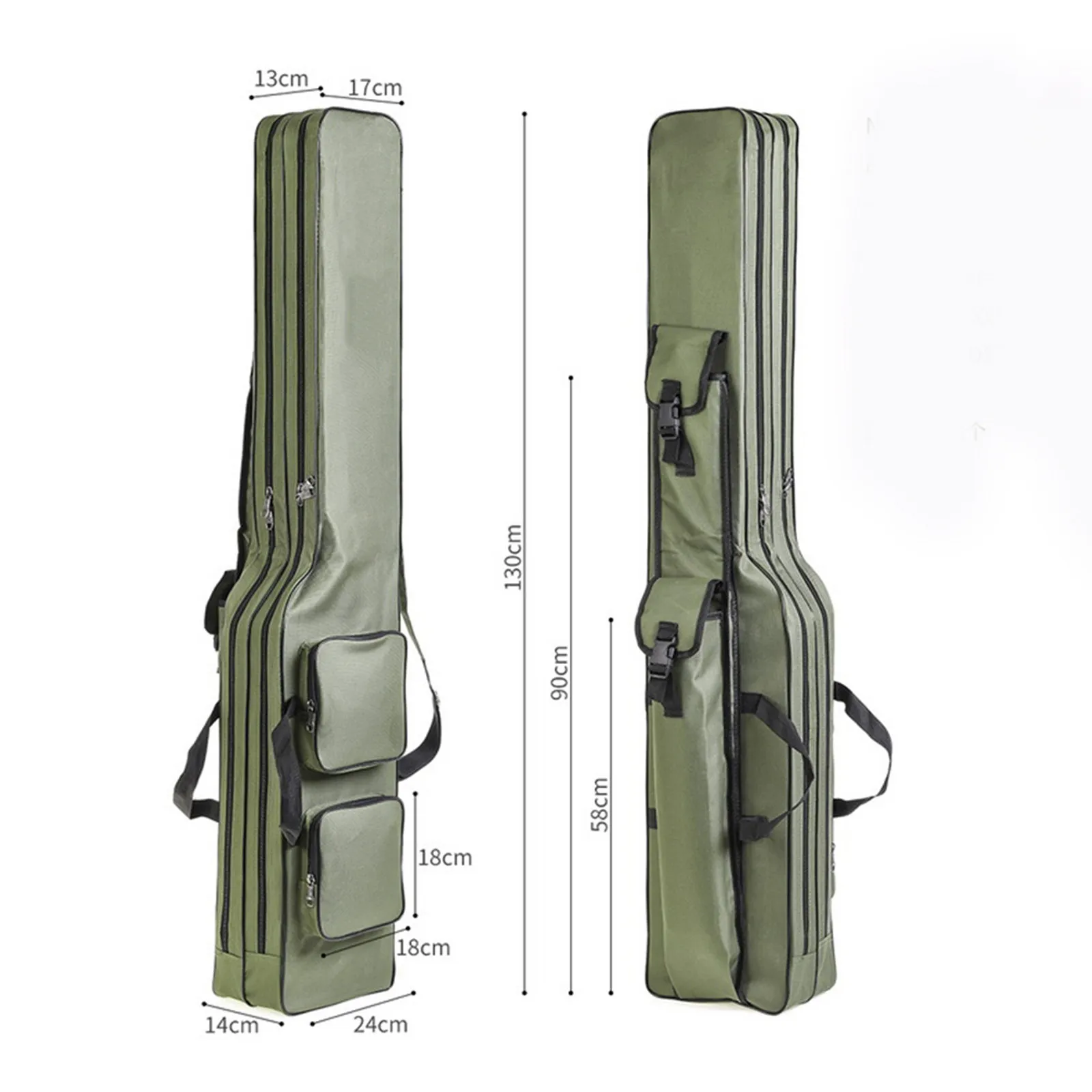 

1.3 Meters Fishing Gear Bag Sturdy Polyester Multifunctional Pouch Anti Wear Large Capacity Double Layer Storage for Anglers