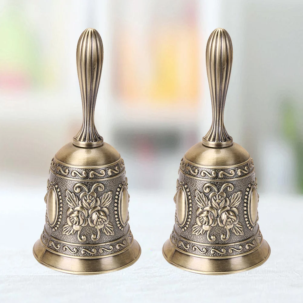 2pcs Zinc Alloy Table Bell Hand Bell Service Bell Bar Restaurant Call Bells ( Brass) restaurant reception bell