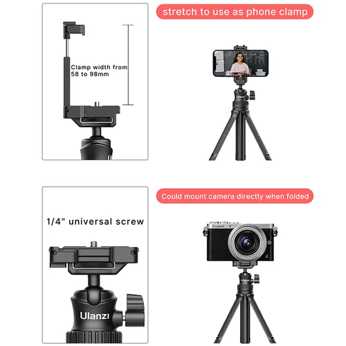 Imagen 2 del producto Ulanzi-trípode de MT-34 para selfi, palo extensible de 81,5 CM para escritorio, Smartphone, Samsung, Xiaomi, con Clod Shoe Mount, soporte para vídeo y Vlog