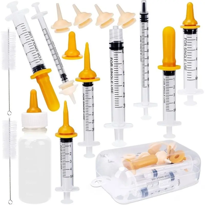 ABKY-Feeding Bottle Kit 23 Pcs Pet Nursing Feeder Set With Nipples Measuring Cup And Brush For Newborn Puppies And Kittens