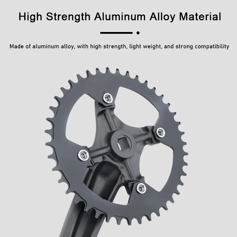 HASSNS Mountainbike-Kurbelgarnitur mit quadratischem Schaft und positiv-negativem Zahnprofil, 104 BCD, Einzelkettenblatt für Upgrades – Detail 3