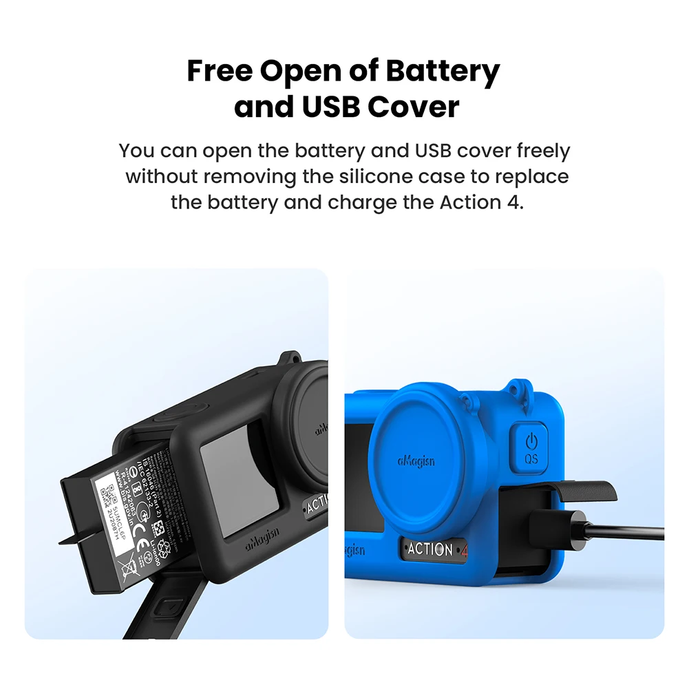 Silicone Sleeve Case Sports Action Camera Accessory Protective Box Cover With Lens Cap Compatible For DJI Osmo Action 4 3