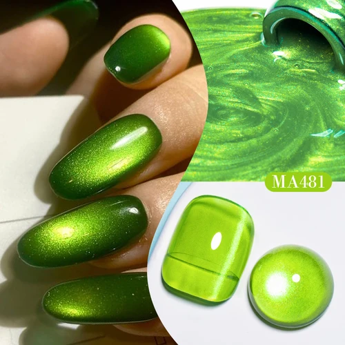 Imagen 2 del producto Esmalte de uñas de Gel magnético de gato de Jade VERDE, 7ml, para verano, semipermanente, para decoración de uñas, barniz de Gel UV para uñas, manicura DIY