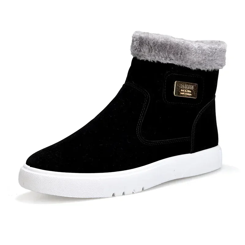 Men Ankle Boots Winter Thick Warm Casual Shoes for Men Non-slip Snow Boots High-top Vulcanized Shoes Furry Cotton Shoes