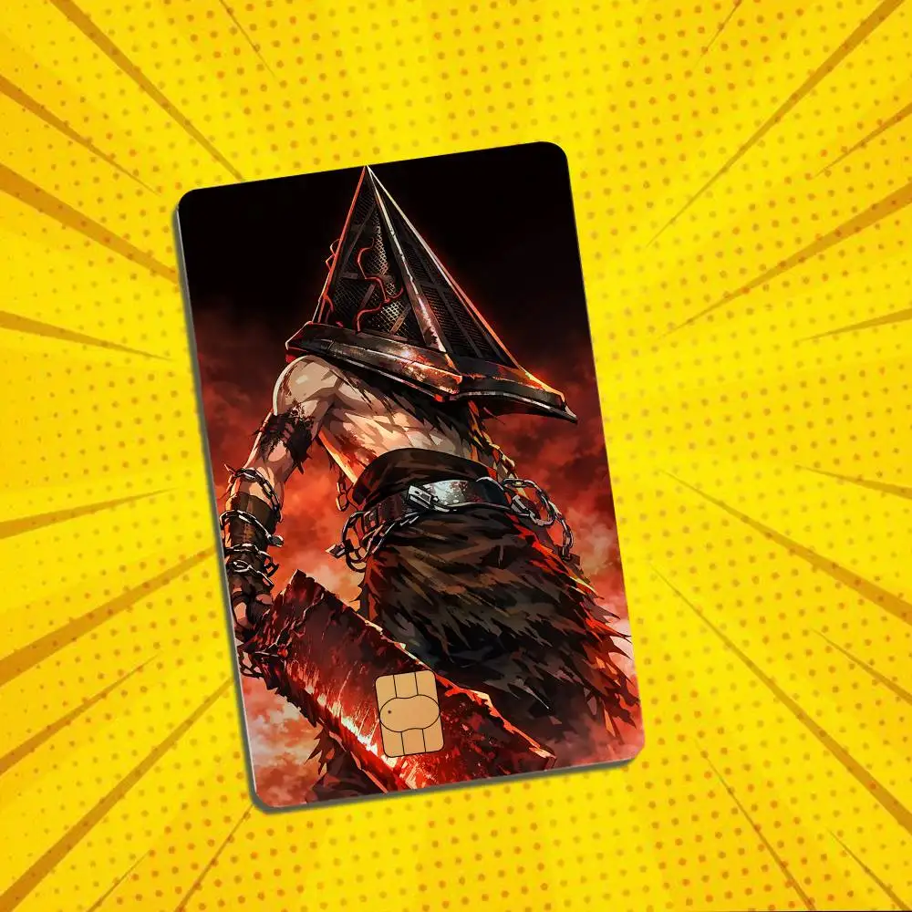 Dark Art Pyramid Head Silent Hill  High Quality Anime Laser PVC Sticker Film Skin Cover For Metro Debit Credit Card  Access Card