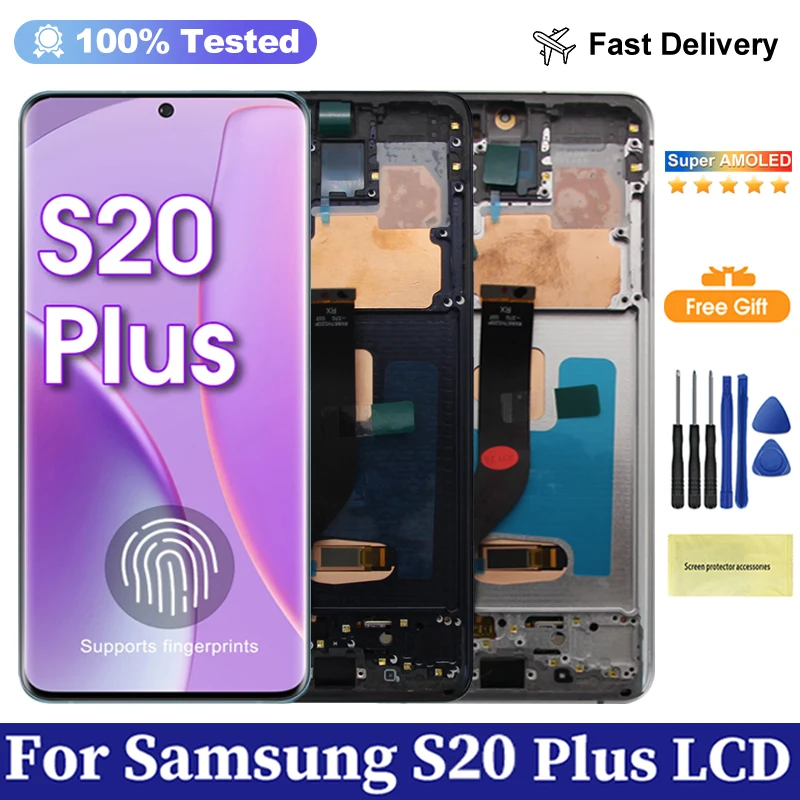 Super AMOLED экран для Samsung Galaxy S20 Plus 4g 5g, ЖК-дисплей, сенсорный экран, дигитайзер для Samsung S20 +, дисплей SM-G985 G986
