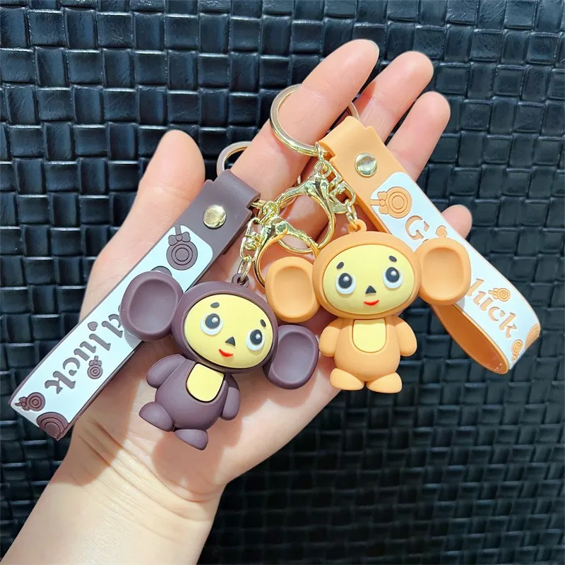 Anime Figure Cheburashkas Monkey Keychain Cartoon  Animal Doll Car Key Ring Backpack Pendant Decora Kid Education Xmas Gifts