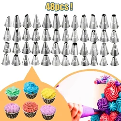 3-50pcs Stainless Steel Piping Nozzles Cream Nozzles Cupcake Pastry Confectionery Accessories Cake Decorating Tools