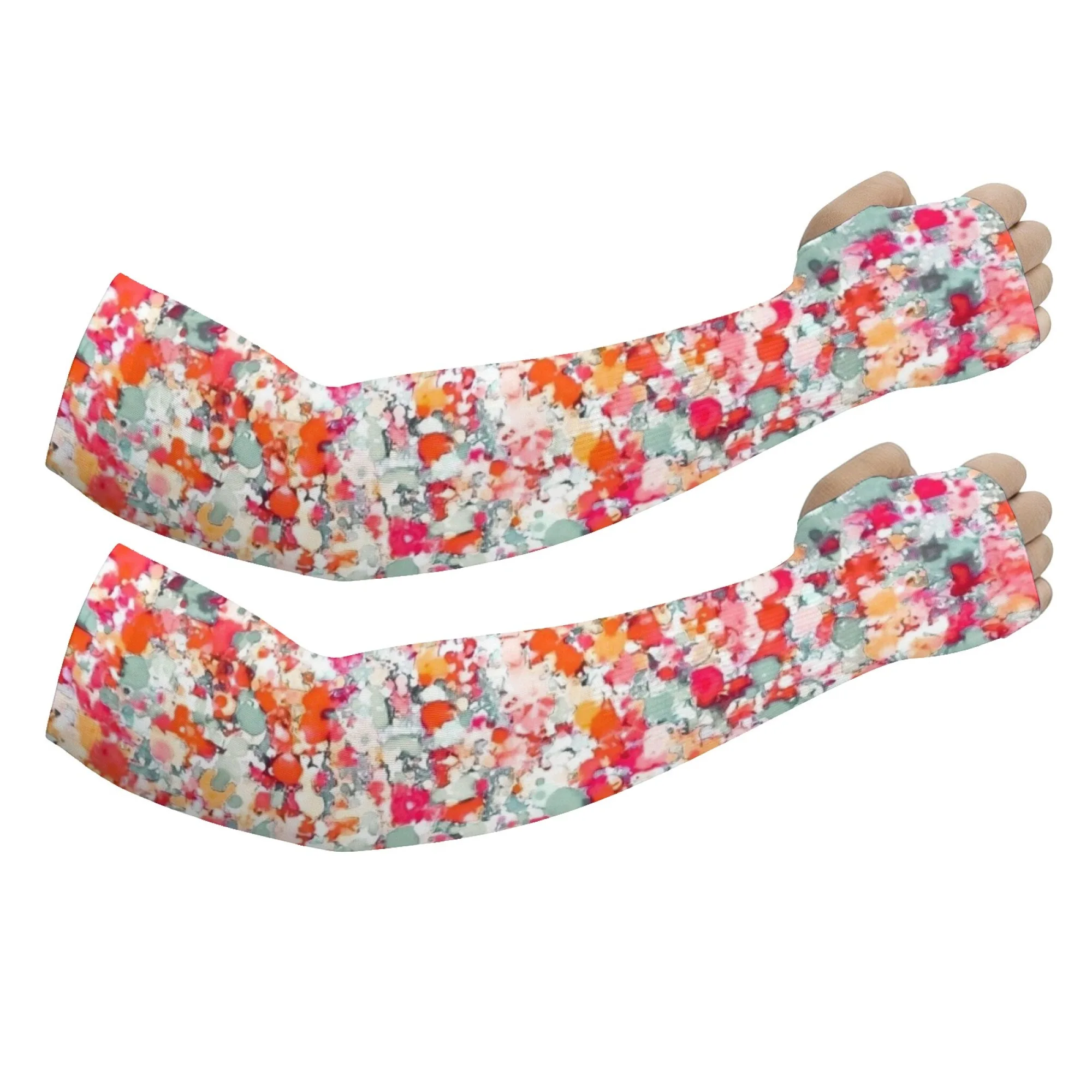 Unisex Pink Floral Print Comfortable Breathable Protective Arm Sleeves Outdoor Activities Fishing Cycling and Gardening Sleeves
