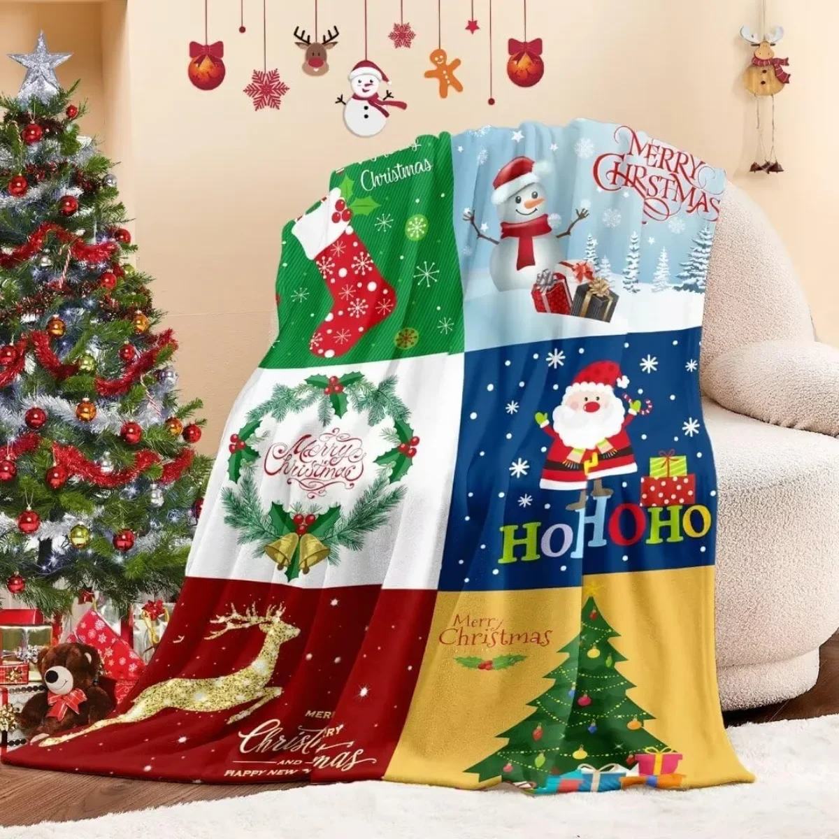 Christmas Happy Gnomes Soft Throw Blanket Lightweight Blanket for Couch Bed Sofa Travelling Camping for Kids Adults