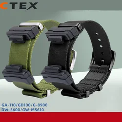 16mm Adapter+ Conversion Nylon Strap For Casio Gshock GA120 GA100 5600 GWM5610 DW6600 Watchband Accessories