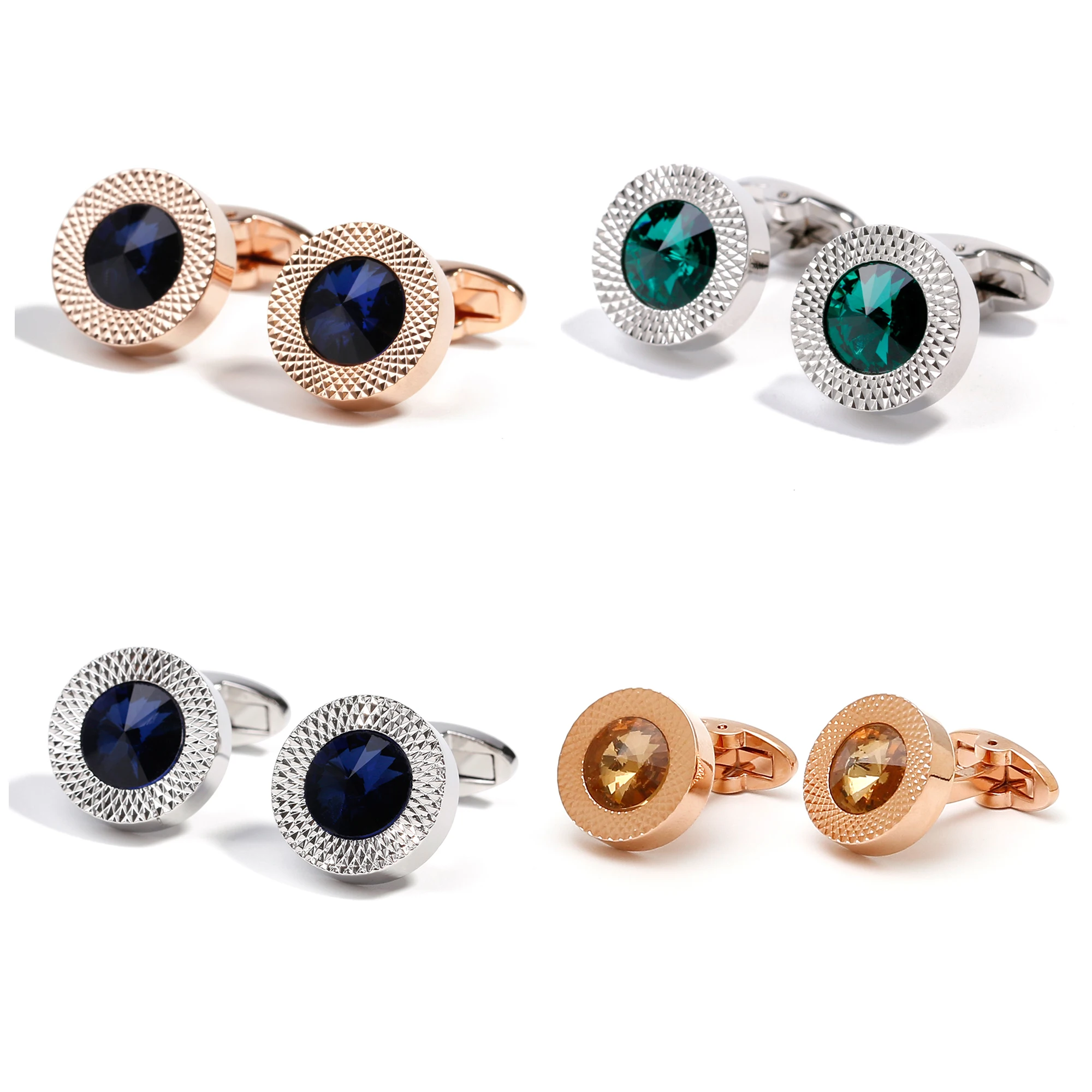 

Cufflinks for Men XK19010 Vintage Luxury Crystal Round Copper Casual Dress Shirt Cuff Links Wedding Jewelry