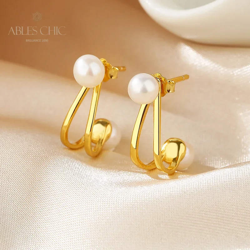 AC Freshwater Pearls 4-4.5mm Accent Wire Detachable Huggies  Solid 925 Silver Stud Earrings PE1048