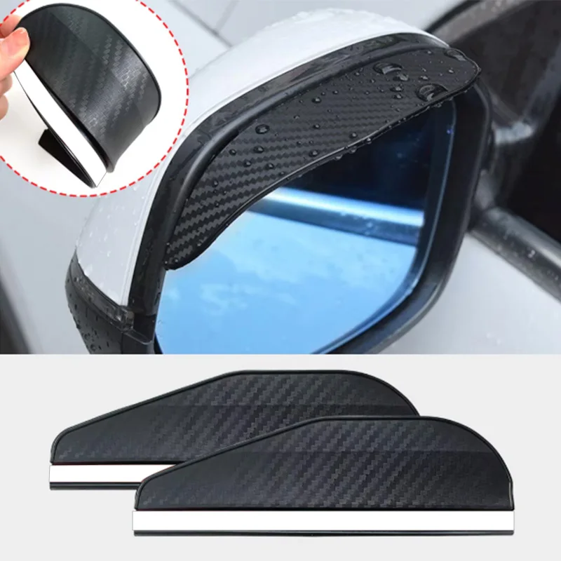 Auto-Rückspiegel mit Carbonfaser-Muster, Regenschutz-Visier, Reflektierender Spiegel, Regen- und Staubschutz, Verbreitertes Modifikationszubehör