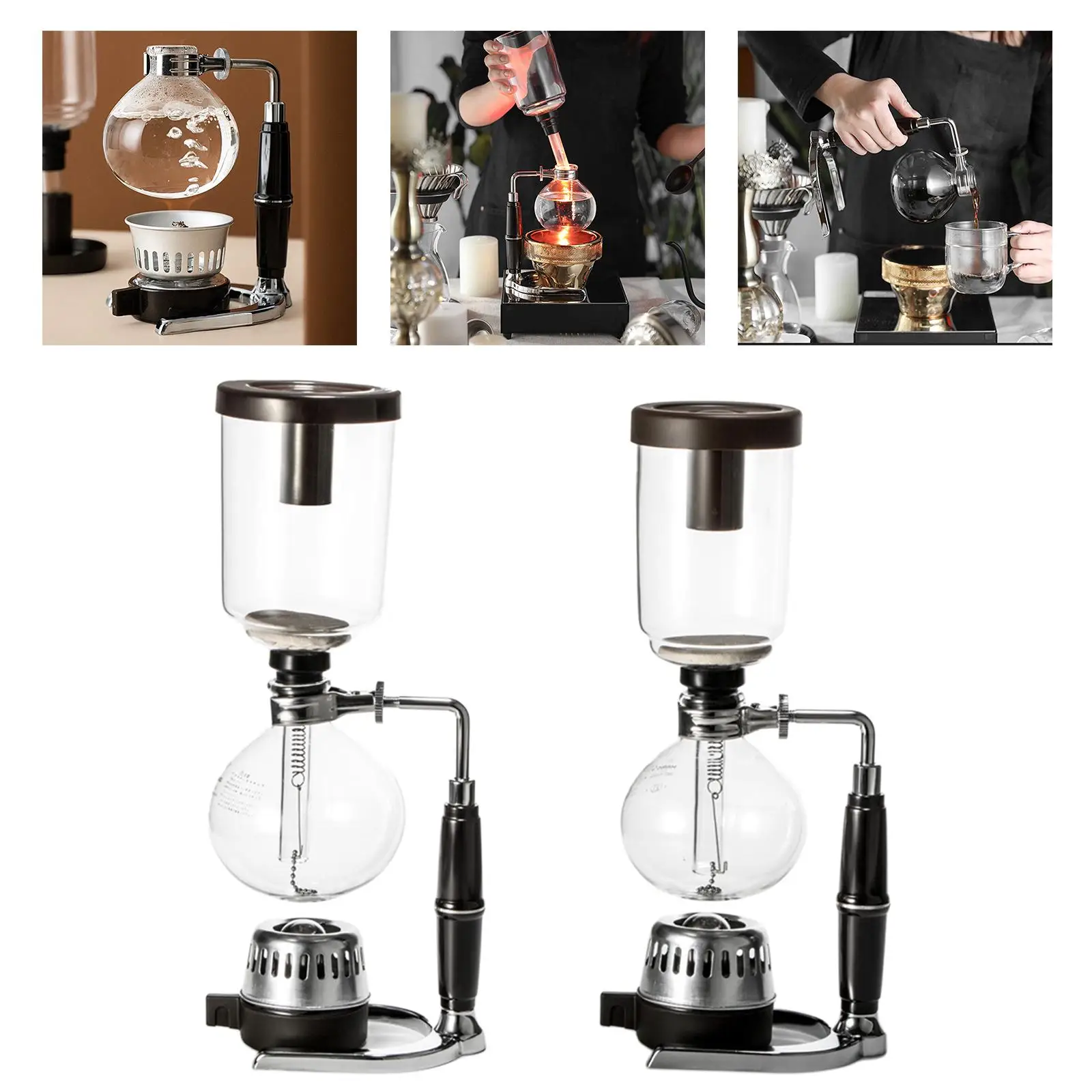 Glass Type Siphon Coffee Maker 3/5 Cups Vacuum Coffeemaker for Coffee Shop Office