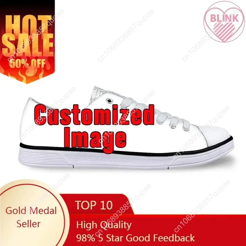 Custom Shoes Customized Images Logo Women Fashion Canvas Shoes Ladies Low Top Lace-up Vulcanized Flats Female Dropshipping DIY