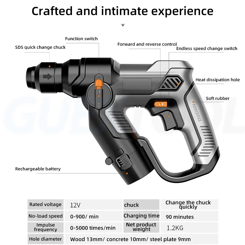 Portable Lithium Electric Hammer Rechargeable Electric Hammer Concrete Impact Drill Household Screwdriver Hand Drilling Machine