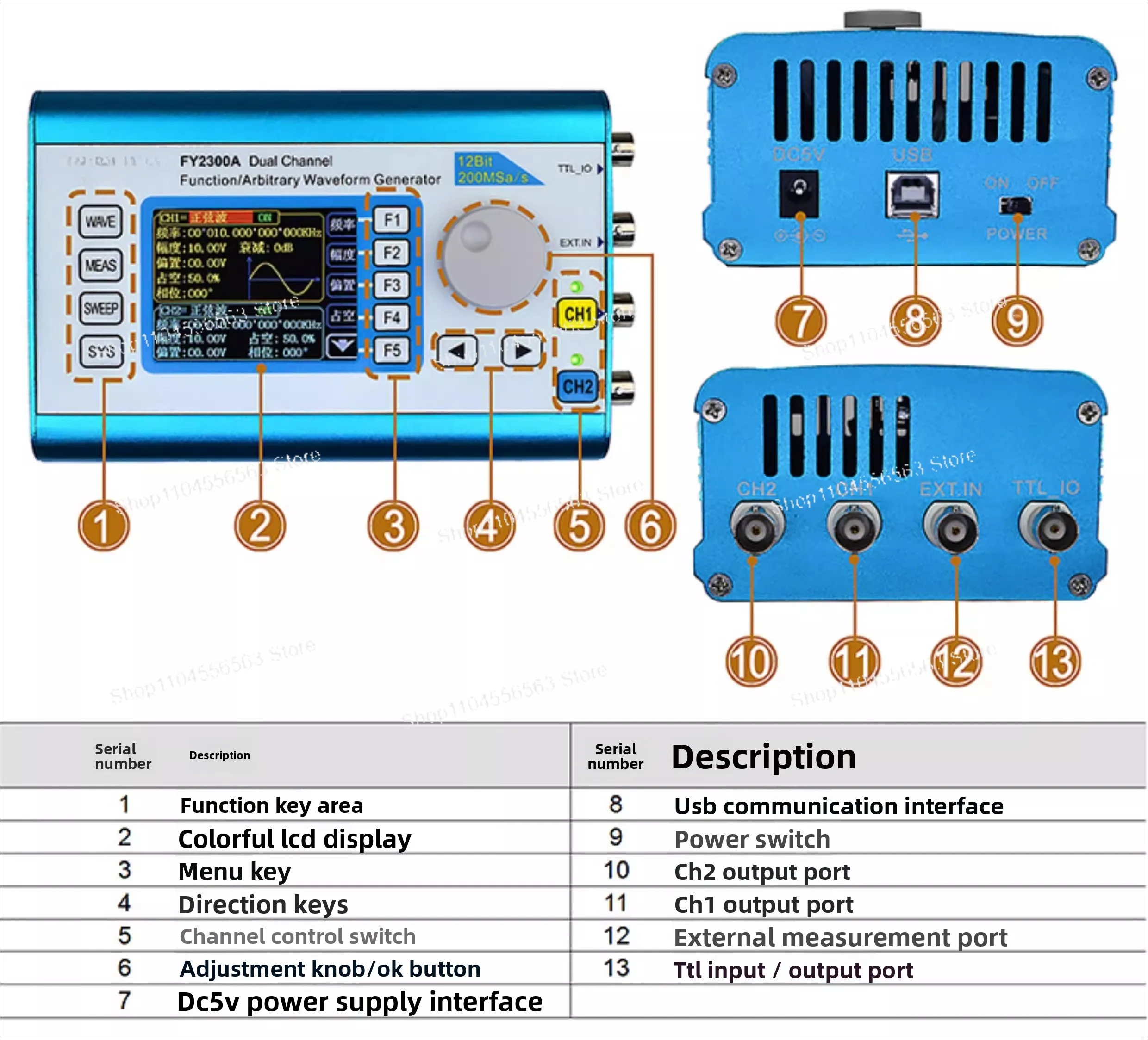 ​ ​ FY6300/FY2300 مولد وظيفة DDS ثنائي القناة، مصدر إشارة الموجي التعسفي مع عداد التردد