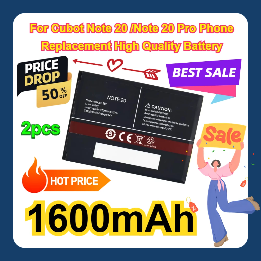 

1600mAh For Cubot Note 20 /Note 20 Pro Phone Replacement High Quality Battery 2PCS