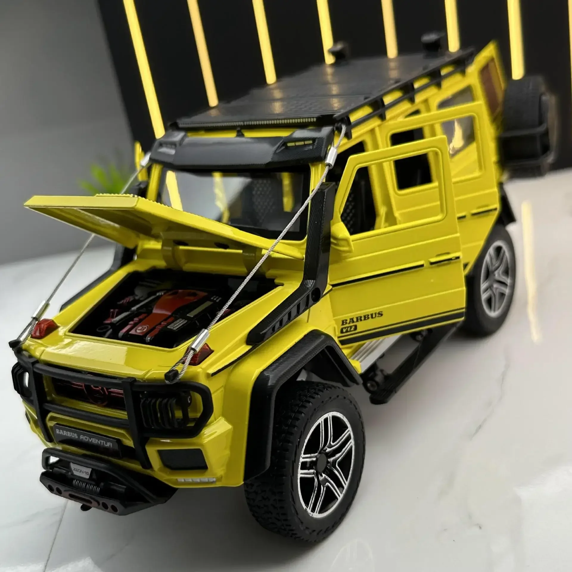 Mercedes-Benz BRABUS G550 Metal Model Car Toy, Edição Adventure, Som claro, Fora da estrada, Puxe, Presentes para Crianças, A610, 1:24